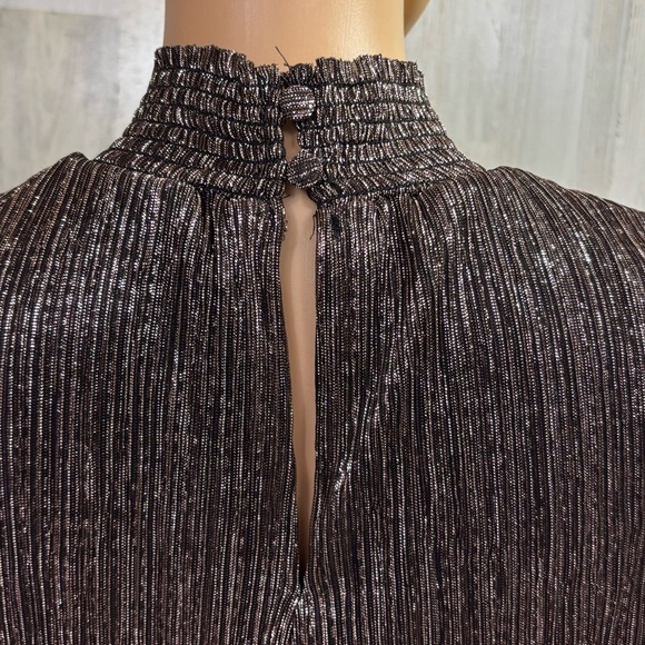 MSK Metallic Smocked Tiered Mock-Neck Sleeveless‎ Dress - Picture 10 of 13